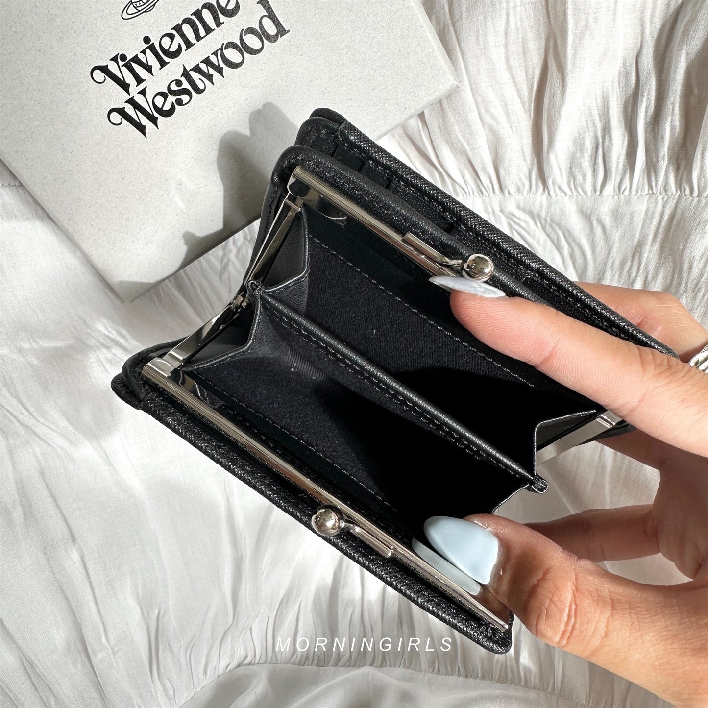Vivienne Westwood Frame Pocket Wallet, Black and Silver Cross Pattern