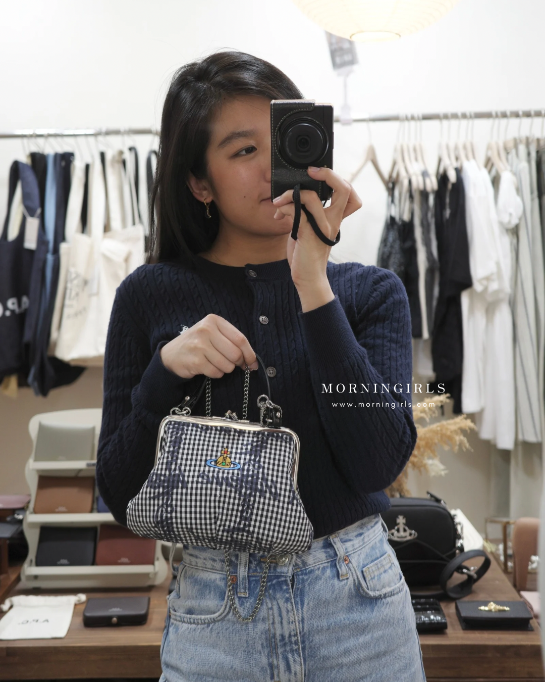Vivienne Westwood Granny Frame Purse 經典餃子袋 FW25春季最新藍白格