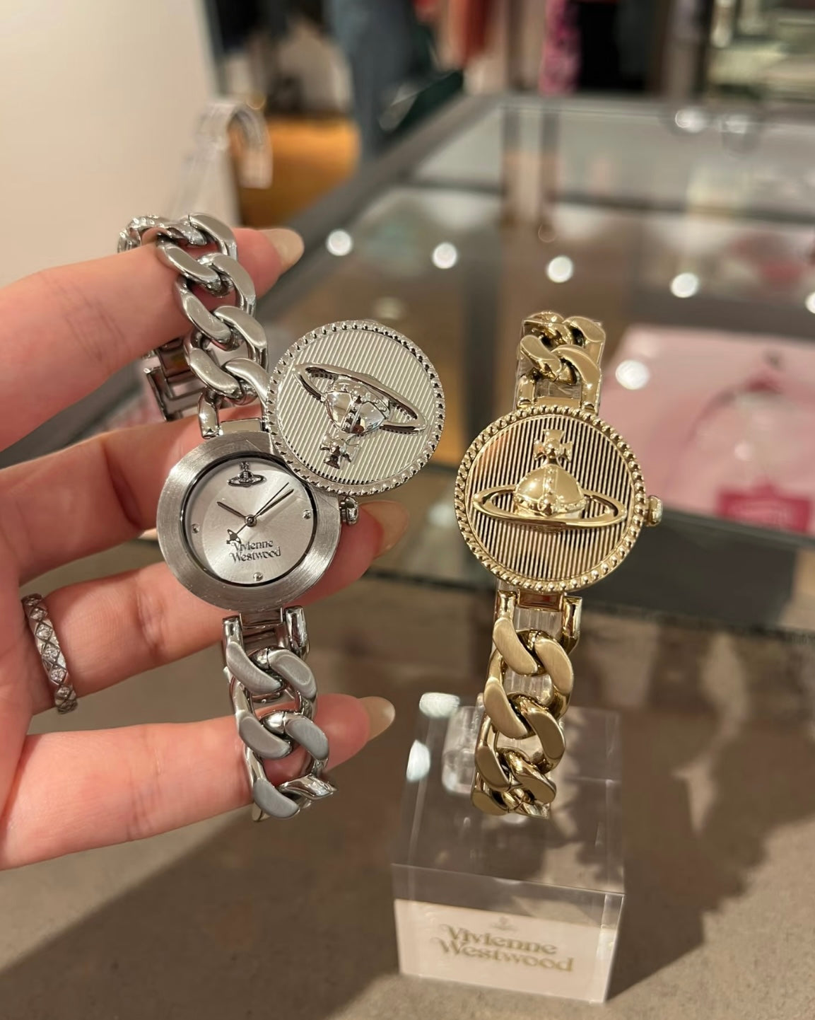 Vivienne Westwood Orb Button Watch, Sliding Case [Cuban Chain