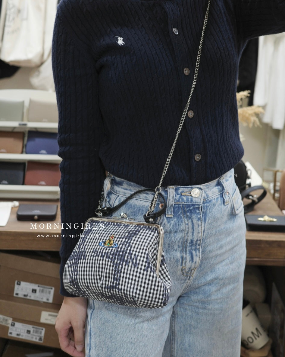 Vivienne Westwood Granny Frame Purse 經典餃子袋 FW25春季最新藍白格