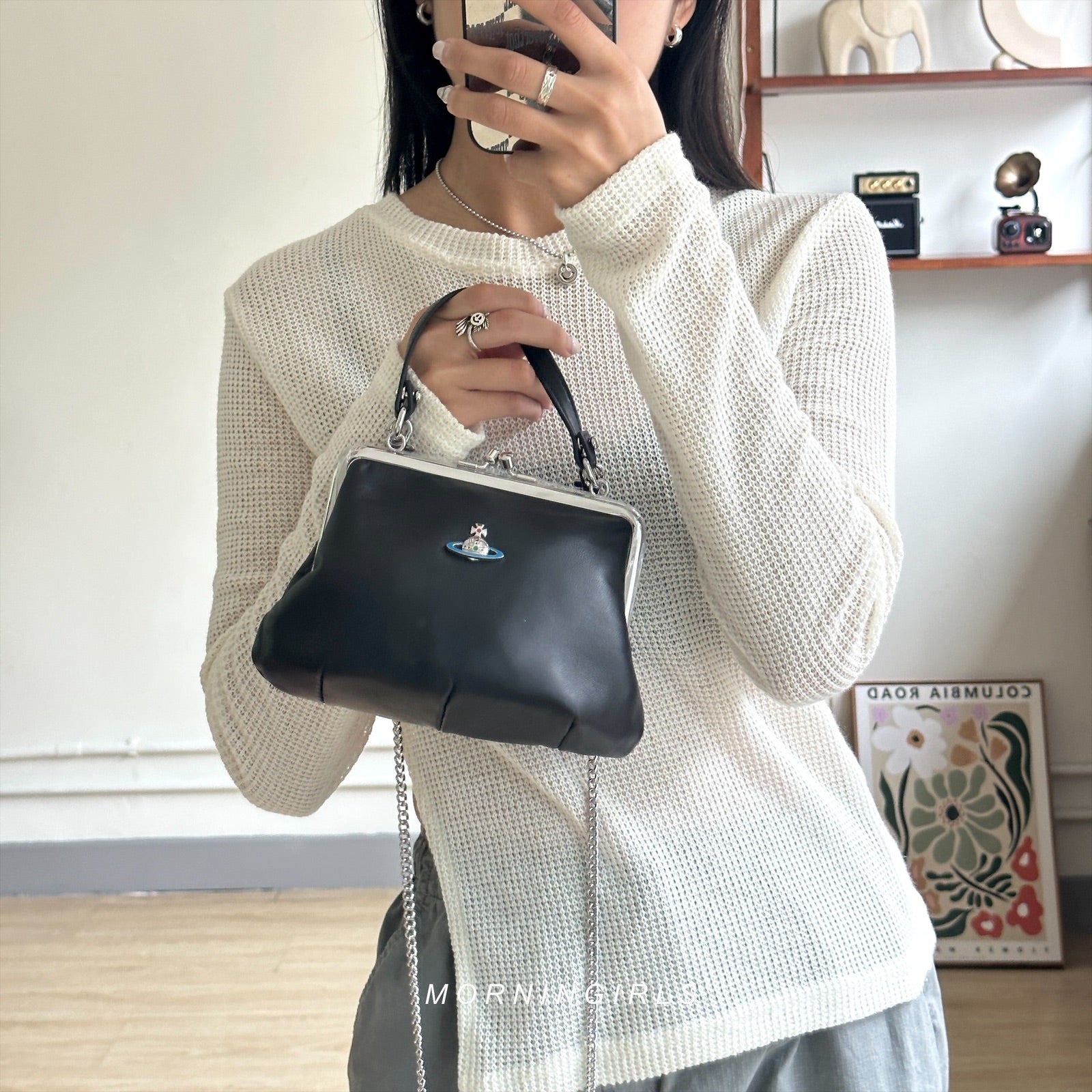 Vivienne Westwood Granny Frame Purse 經典餃子袋藍木星小羊皮