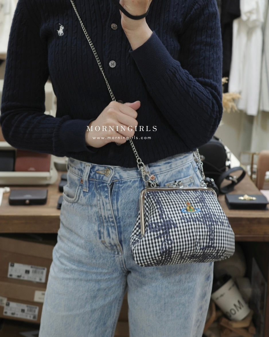Vivienne Westwood Granny Frame Purse 經典餃子袋 FW25春季最新藍白格