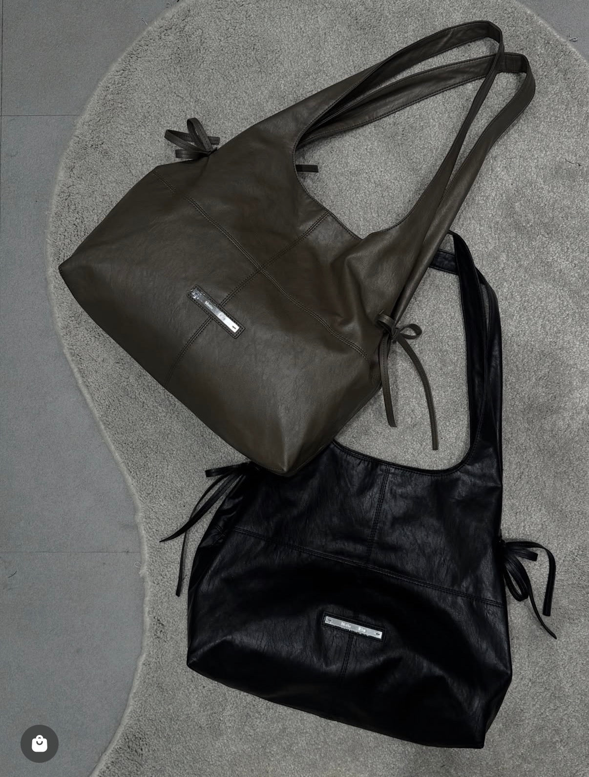 Matin Kim Side String Leather Big Shoulder Bag 韓國選物??復古 