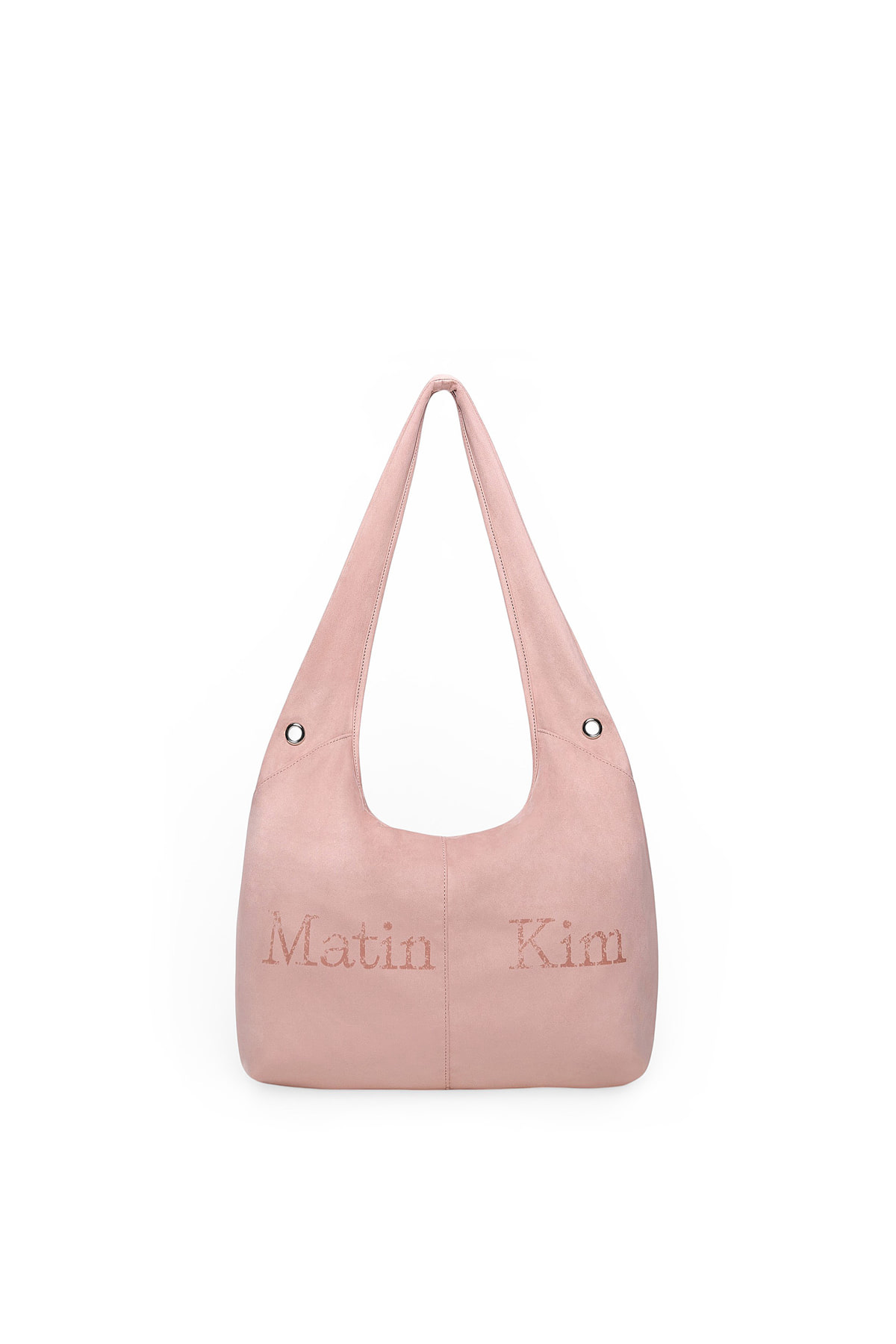 最新韓國選物🇰🇷 Matin Kim Logo Point Suede Round Ecobag 刺繡 Logo 麂皮圓弧肩背袋￼［麂皮柔順 圓弧簡約大方！］