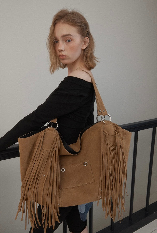 最新韓國選物🇰🇷 Leterie Fringe Boho Shoulder Bag 波西米亞流蘇單肩袋［Made In Korea🇰🇷 隨性流蘇 慵懶復古感］