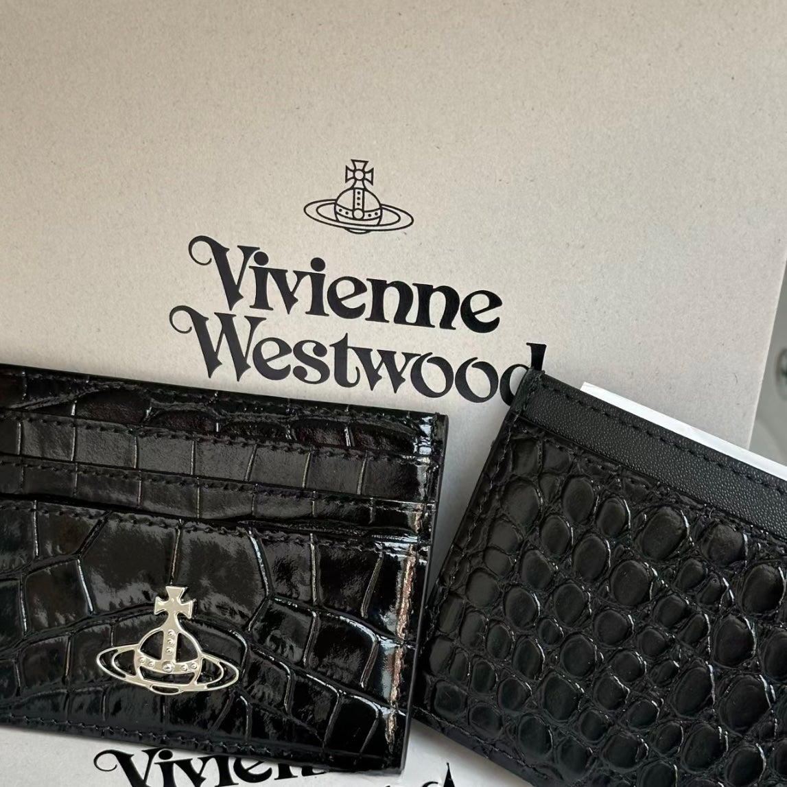 Vivienne Westwood Crocodile Cardholder 黑銀鱷魚皮