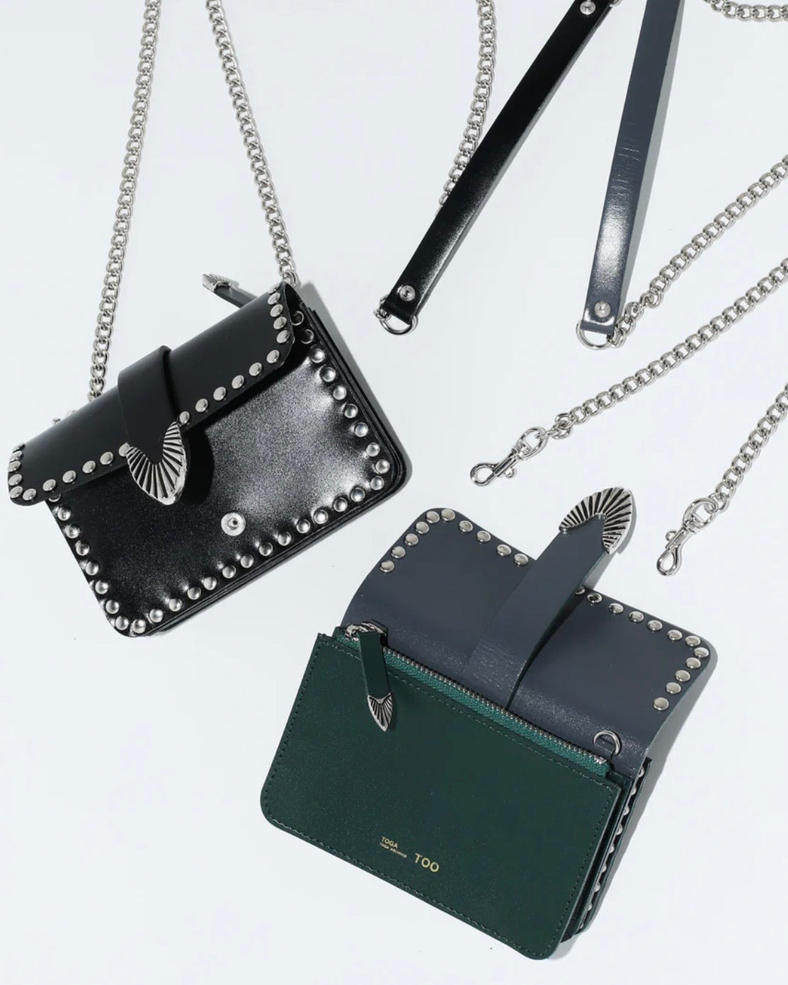 Toga Too Chain Leather Wallet Studs 自留黑色 折扣超過$1000! [年度季末大折扣! 微量現貨優惠完售即止!]