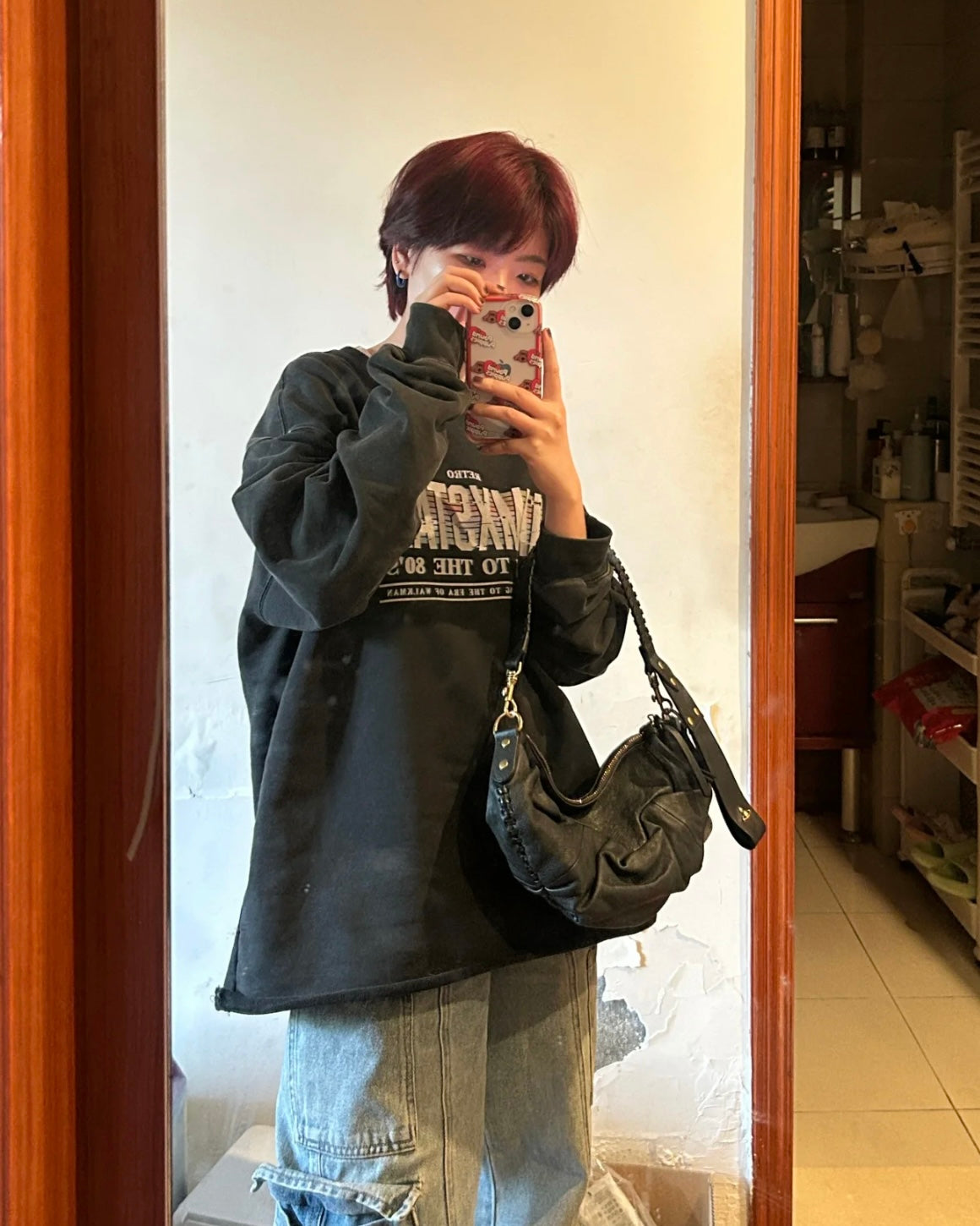 Vivienne Westwood Agnes Shoulder Bag 100%全牛皮超美牛角包［最新上架! 大推薦必入手Lemaire平替版 已自留!］