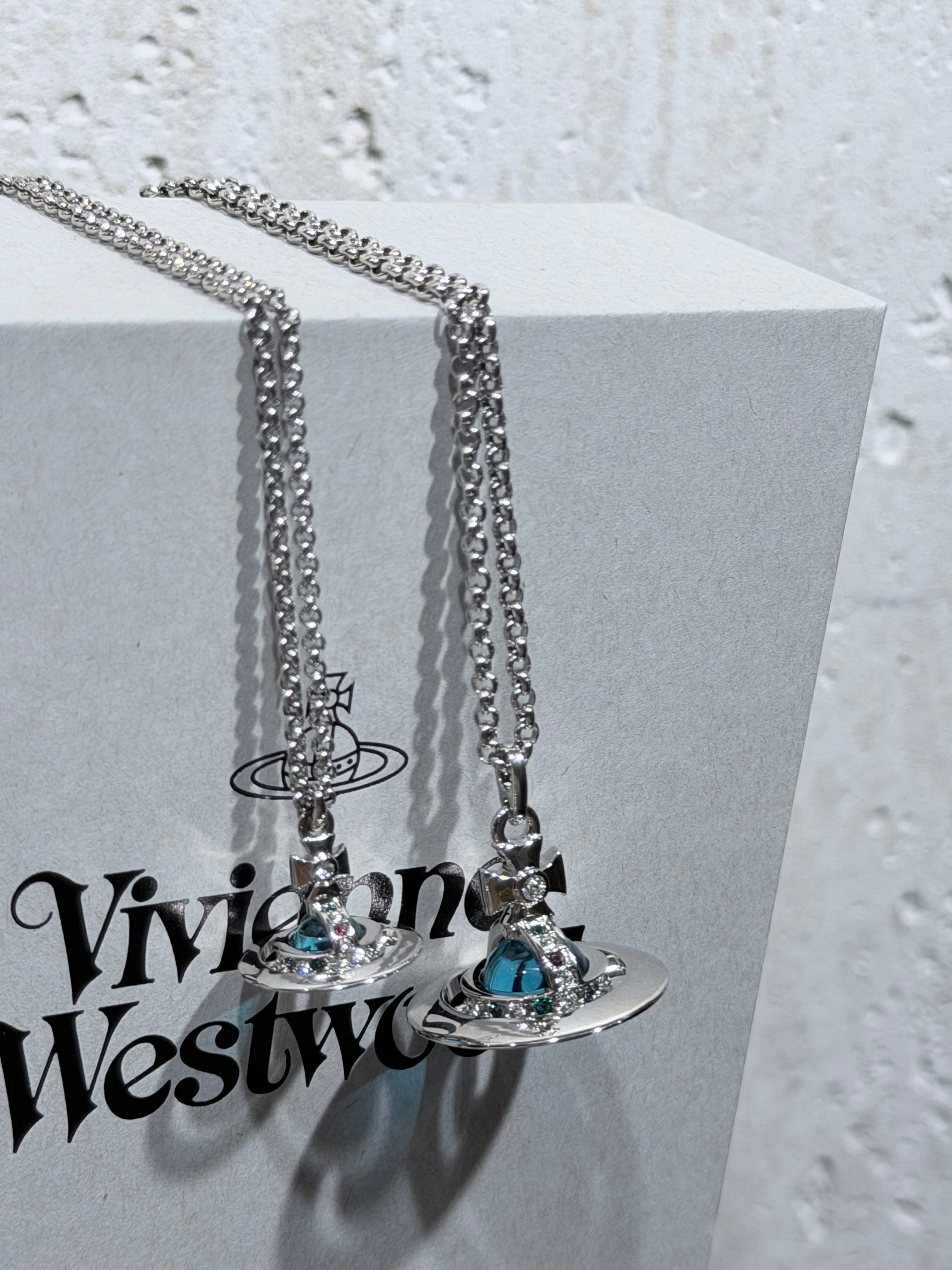 Vivienne Westwood ORB Pendant Crystal Necklace in Blue [A