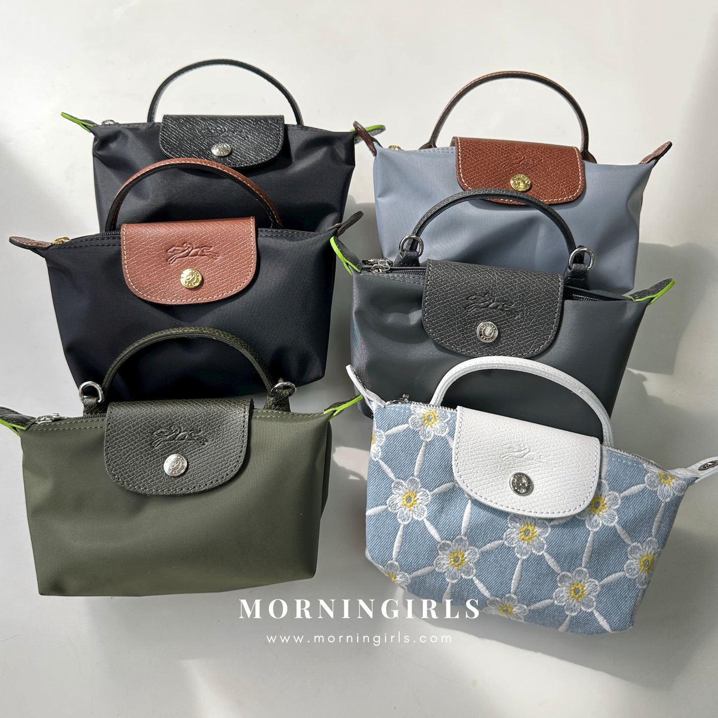 LONGCHAMP Le Pliage Pouch With Handle ［石墨灰超限量補貨!配肩帶+$60］