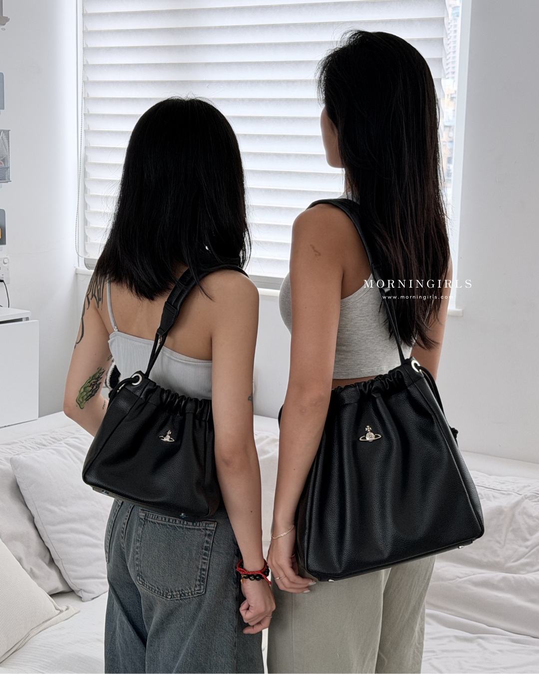 Vivienne Westwood Hilary Bucket Bag 超軟身黑銀荔枝皮 [新版3D Logo上架 MEDIUM限量折扣中 完售即止! 大容量方形小水桶]