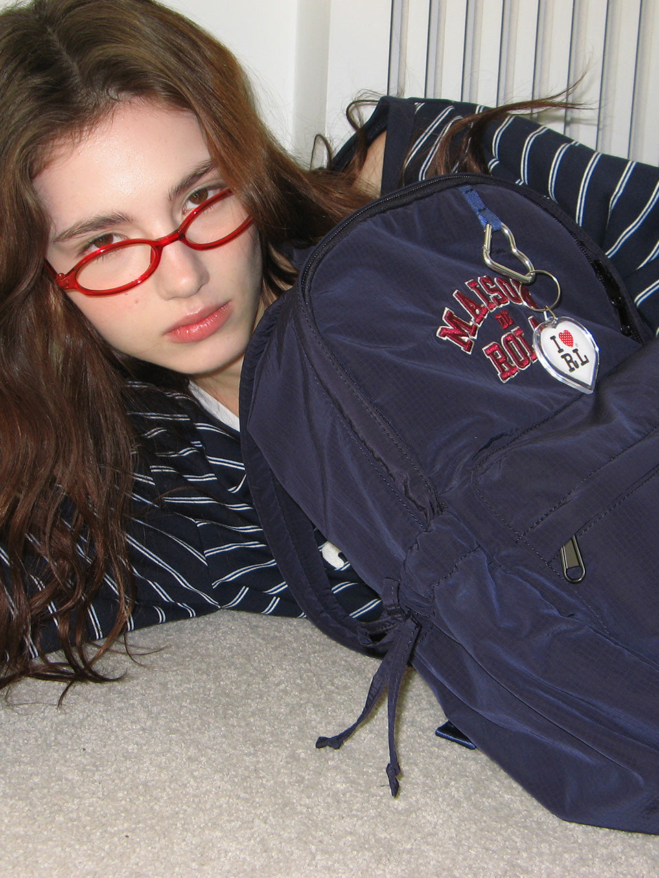 韓國選物🇰🇷Rolarola Maison De Rola Campus Logo Backpack 學院風復古Logo背包［張員瑛PICK! 基本防潑水大容量極輕便! 返學首選］