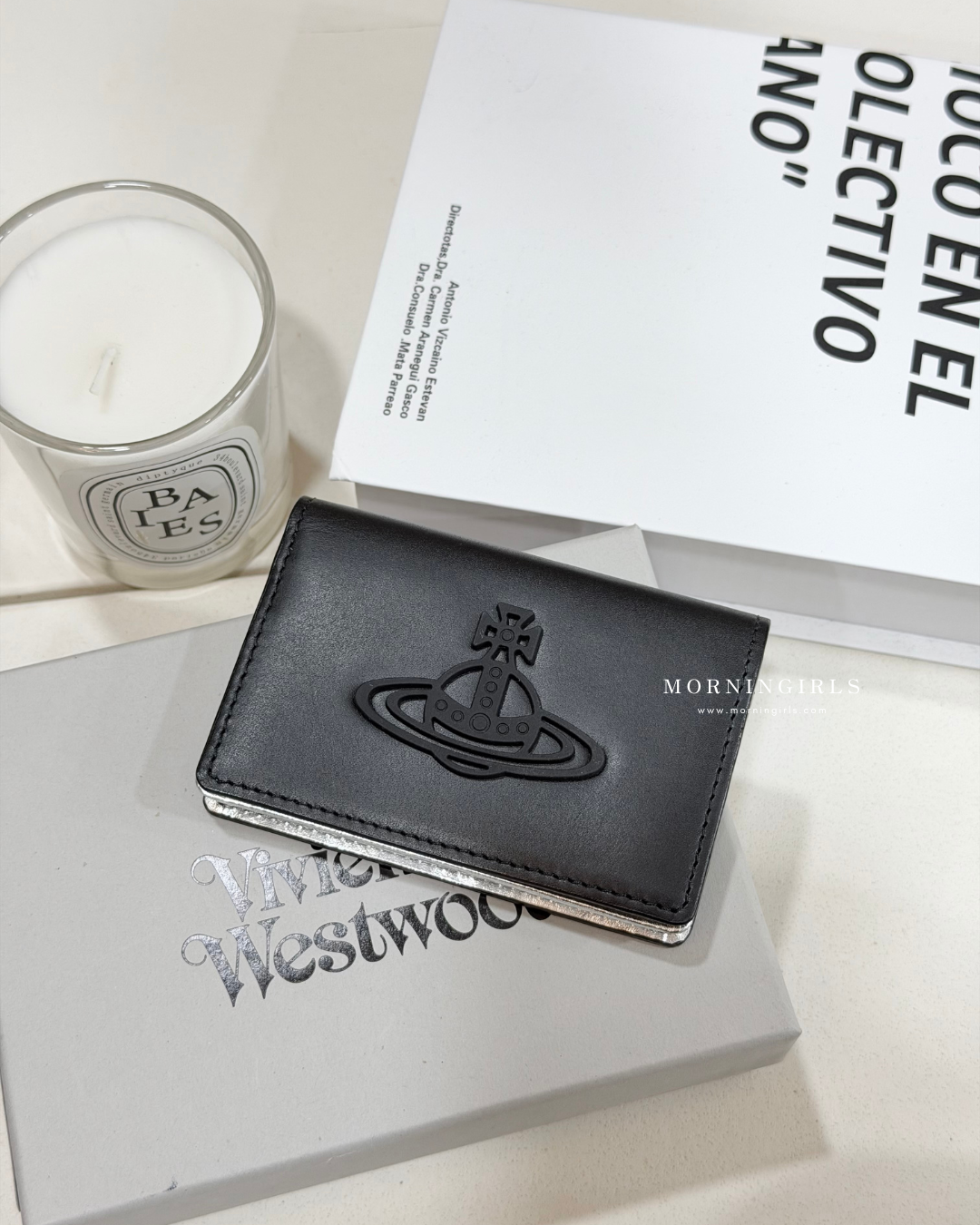 Vivienne Westwood 兩摺相位 Bifold Cardholder 黑銀小牛皮[內格銀色超靚]