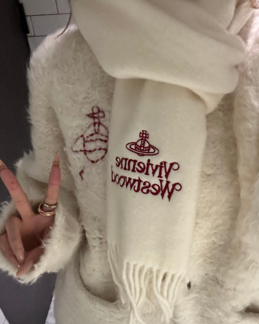 Vivienne Westwood Embroidered Logo Scarf (100% wool) [日本版 意大利製!]