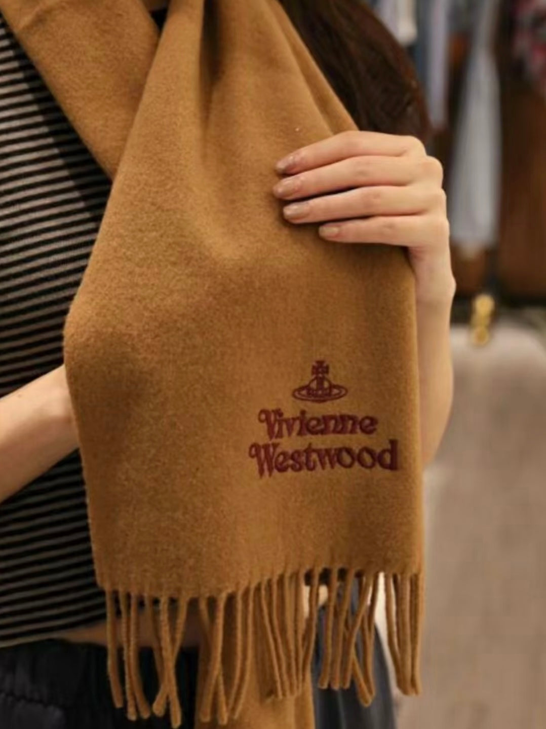 Vivienne Westwood Embroidered Logo Scarf (100% wool) [White, in