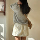 Lazy Big Button Knitted Top
