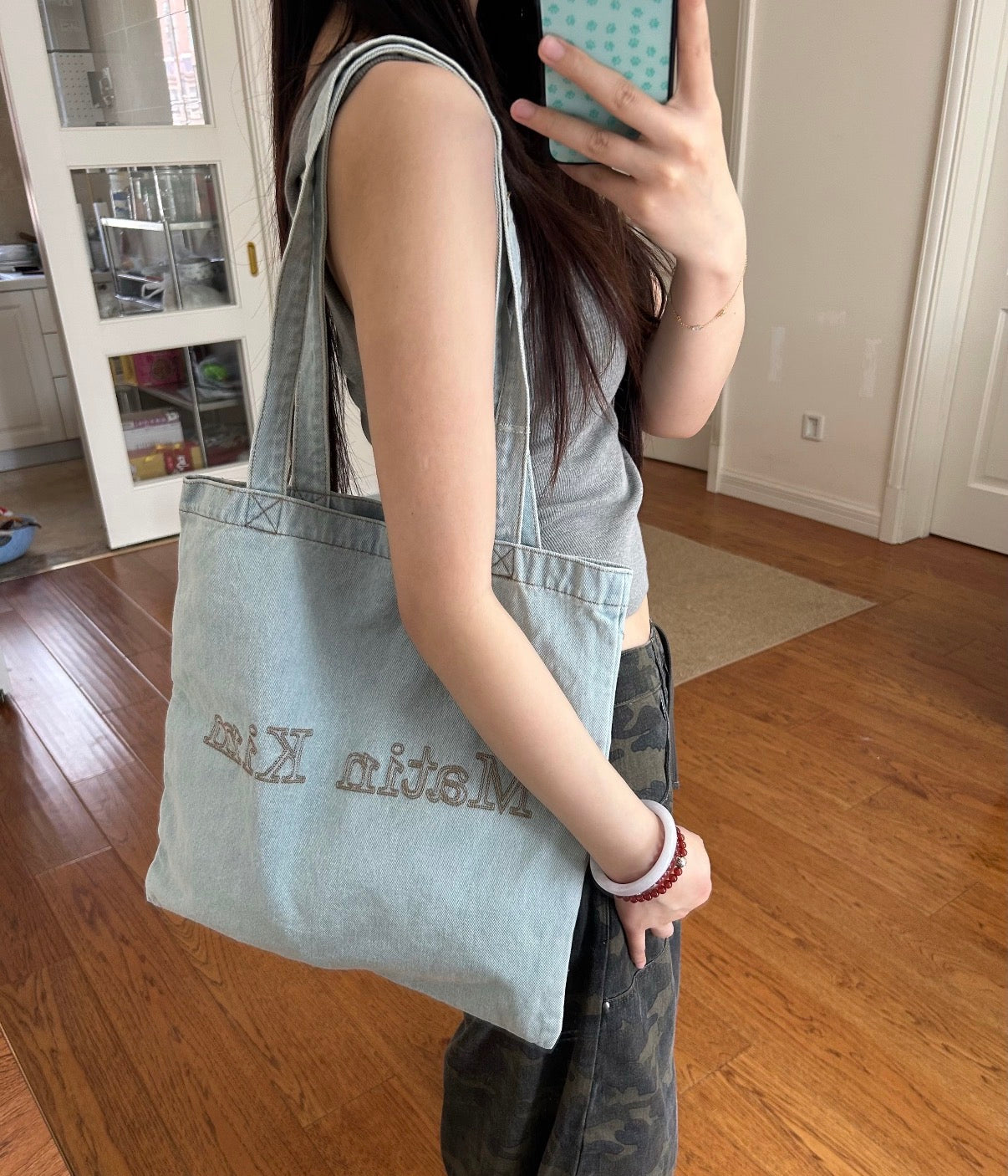 Matin Kim Matin Stitch Denim Ecobag 韓國選物🇰🇷刺繡水洗牛仔環保袋［實用隨性百搭 可放A4/電腦］