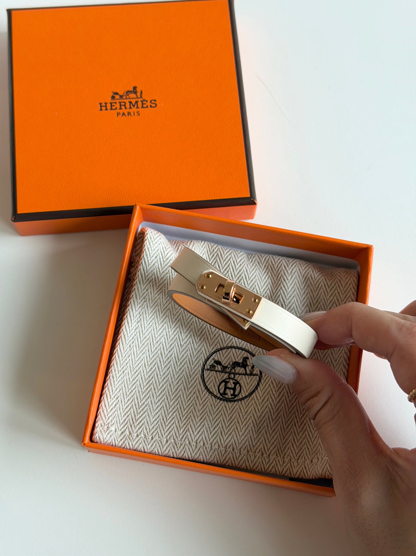 Hermès Mini Kelly Double Tour手環 T2小尺寸奶白