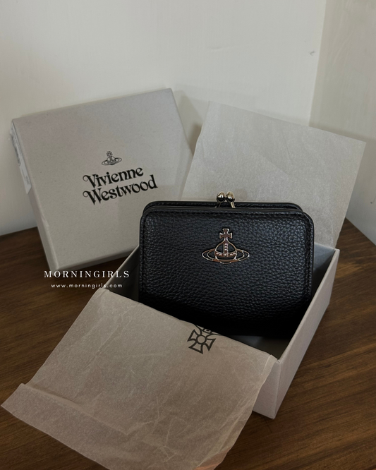 Vivienne Westwood Frame Pocket Wallet 黑銀荔枝皮