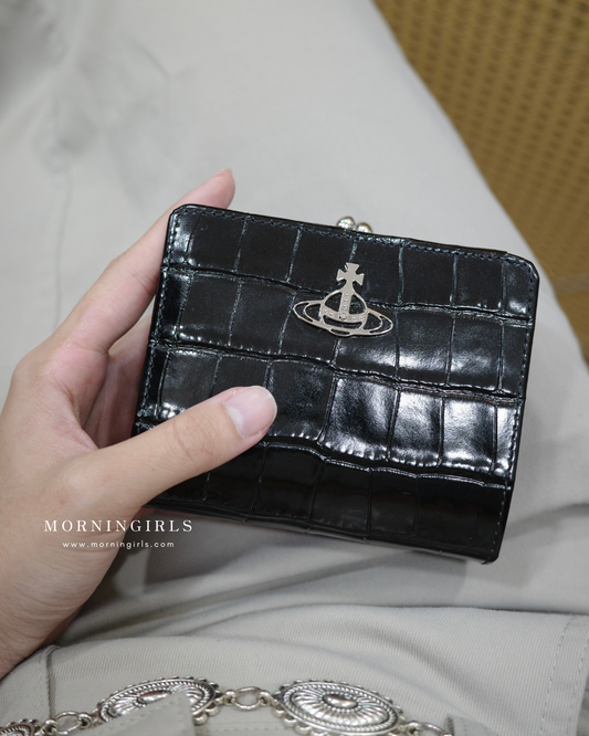 Vivienne Westwood Frame Pocket Wallet 黑銀鱷魚皮