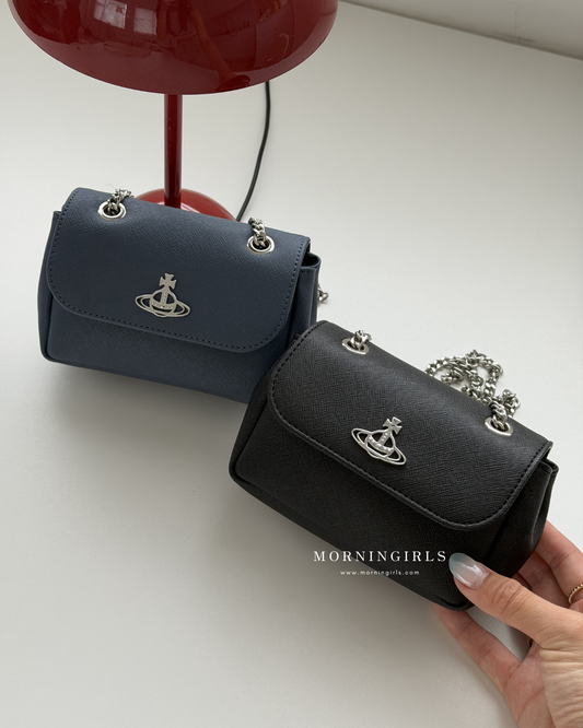 Vivienne Westwood Small Derby Bag with Chain 限定霧灰藍十字紋 ［約會小禮服神器］