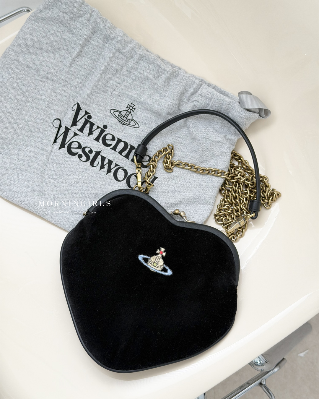 Vivienne Westwood Belle Heart Frame Purse 天鵝絨VELET心心袋［可愛造型感]