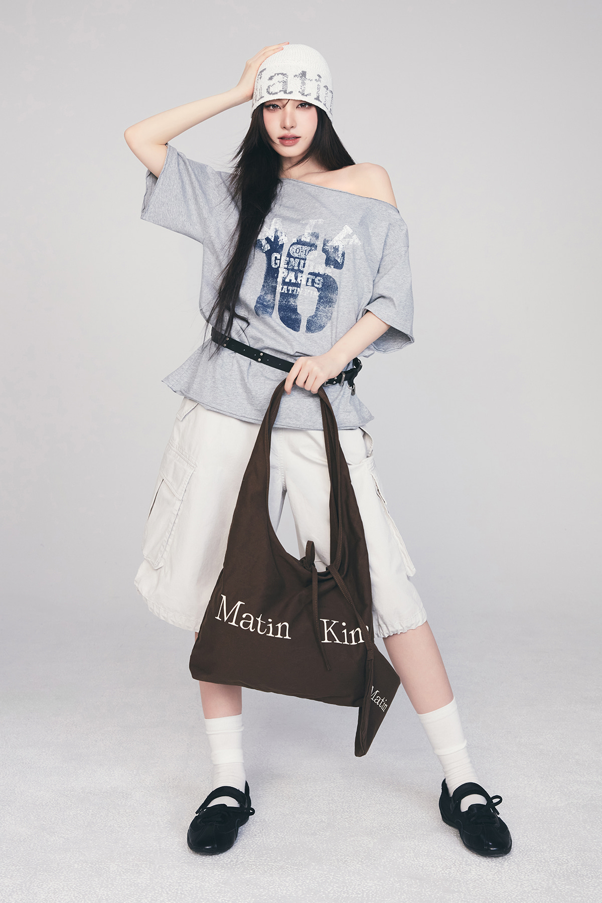 Matin Kim Logo Point Round Ecobag 最新韓國選物🇰🇷經典Logo蝴蝶結環保袋［輕盈隨性風 容量超大!］