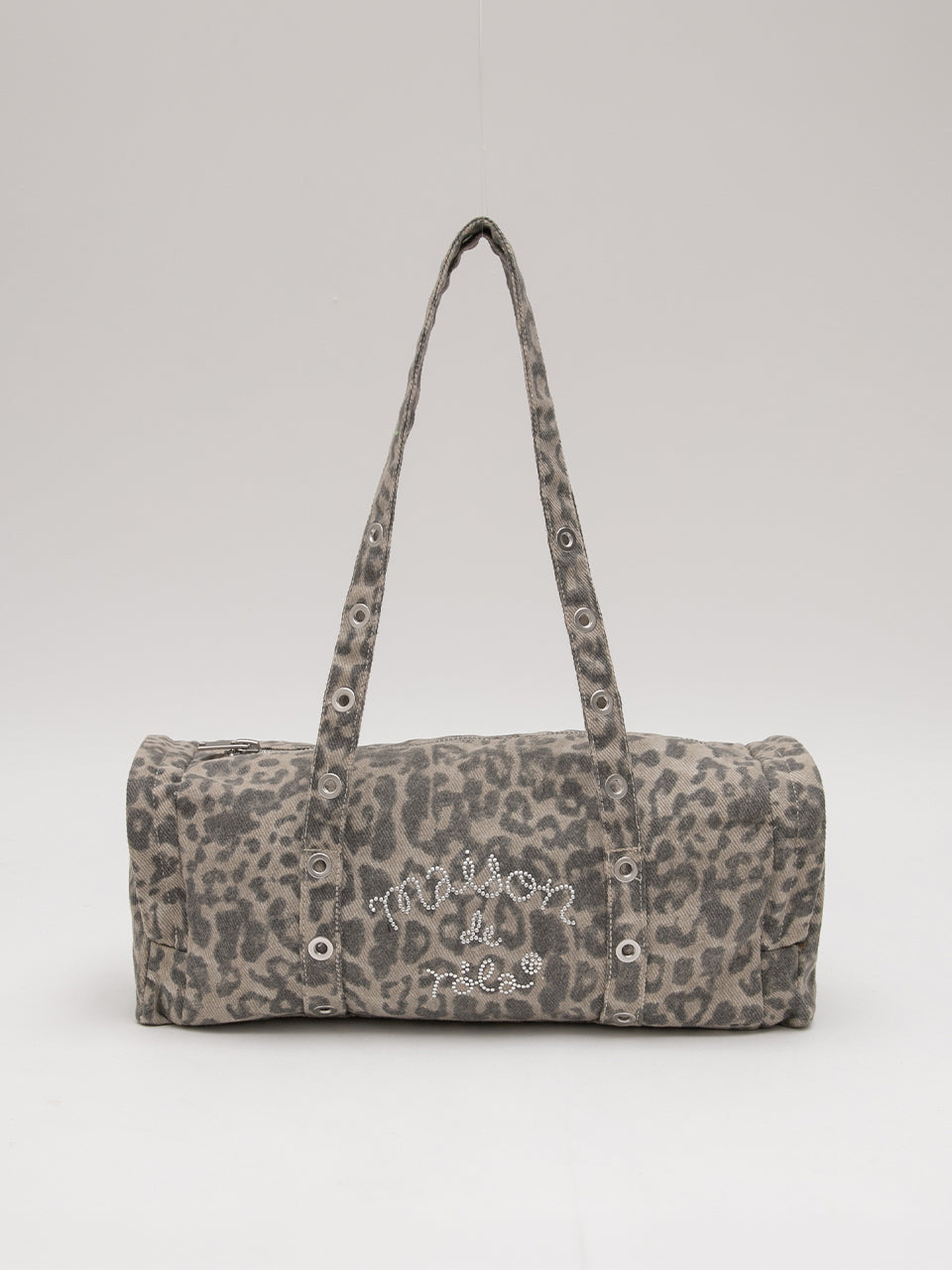 韓國選物🇰🇷Rolarola Maison De Rola Stud Leopard Duffle Bag 窩釘豹紋圓筒袋［張員瑛PICK! 復古搖滾風格 個性感滿滿!］