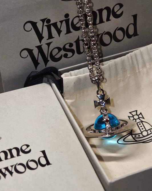 Vivienne Westwood ORB Pendant Crystal Necklace in Blue [A stunningly beautiful replica of the blue ORB!]