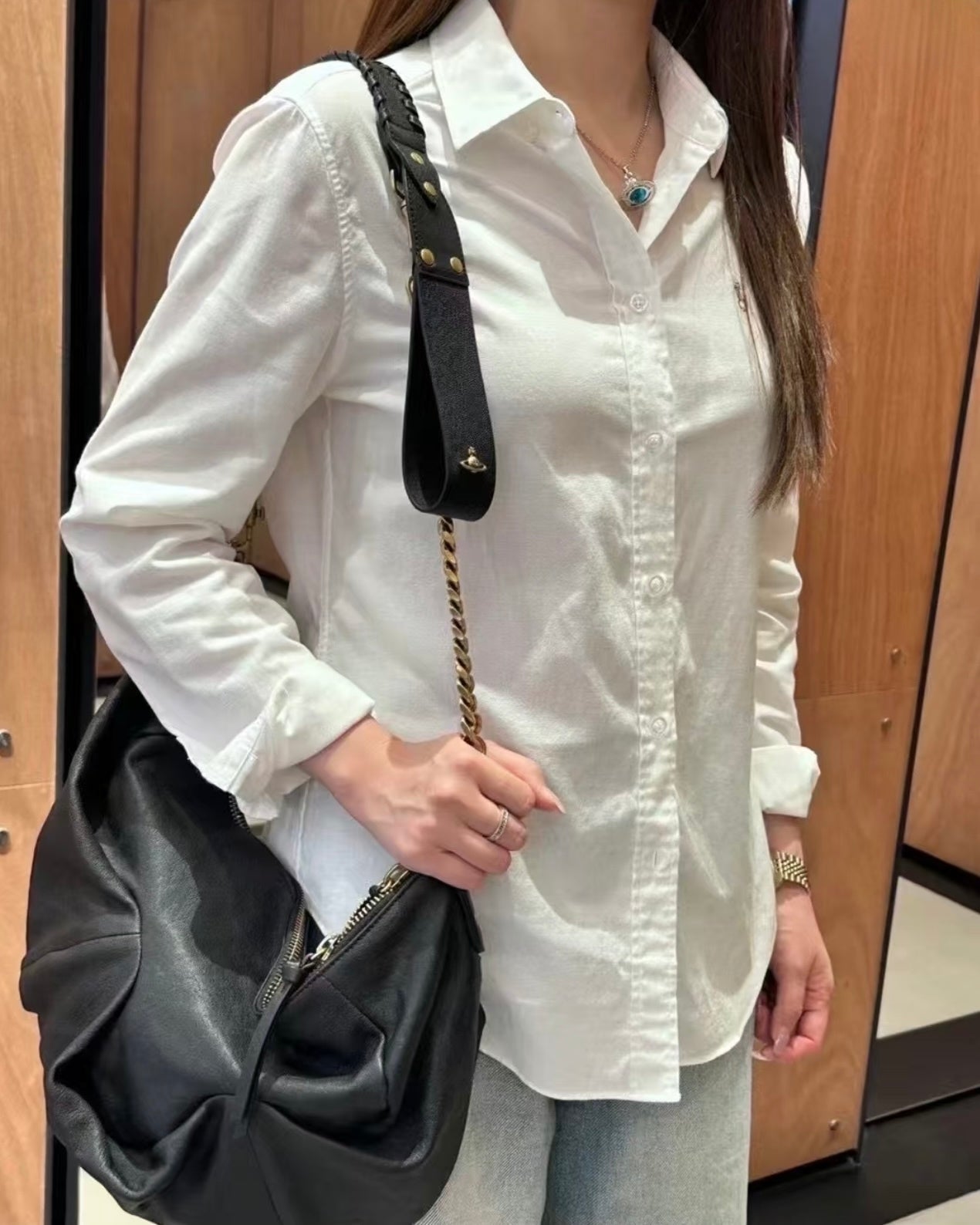 Vivienne Westwood Agnes Shoulder Bag 100%全牛皮超美牛角包［最新上架! 大推薦必入手Lemaire平替版 已自留!］