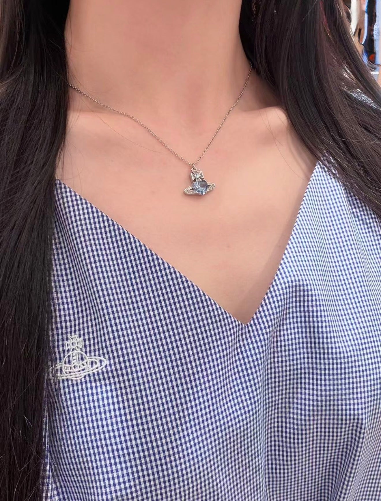 Vivienne Westwood Ariella sparkling diamond heart design in sky blue [Super limited quantity available now!]