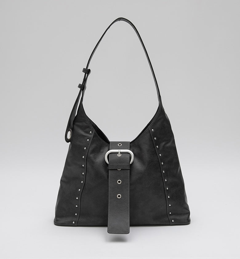 韓國選物🇰🇷 Rolarola Stud Leather Shoulder Bag 窩釘大皮帶扣單肩袋［超個性窩釘￼大皮扣率性街頭風！］