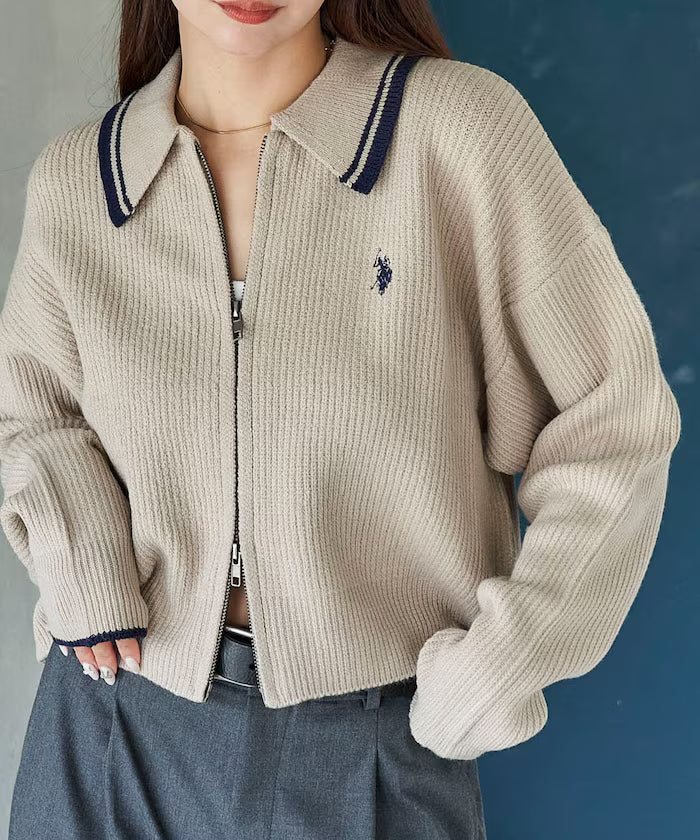 U.S. POLO ASSN. X PUBLUX 大人氣企領針織雙拉鍊外套 [日本直送新品優惠中]