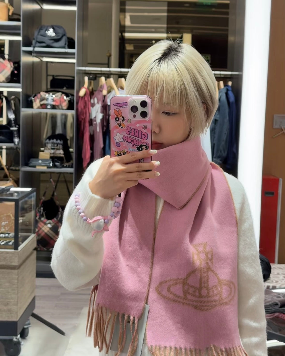 Vivienne Westwood Double ORB Logo Scarf (100% wool) [Black and brown are best-selling! Japanese version, made in Italy!] 