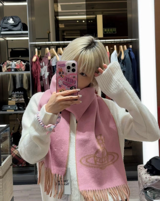 Vivienne Westwood Double ORB Logo Scarf (100% wool) 啡色粉紅色雙面 [日本版 意大利製!]