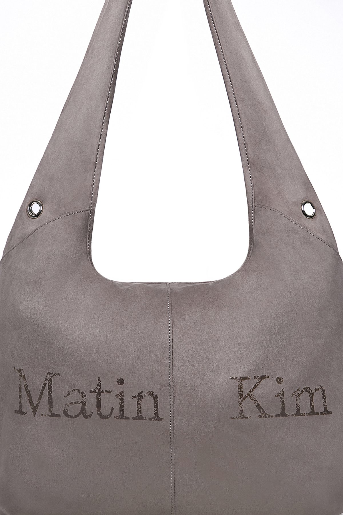 最新韓國選物🇰🇷 Matin Kim Logo Point Suede Round Ecobag 刺繡 Logo 麂皮圓弧肩背袋￼［麂皮柔順 圓弧簡約大方！］