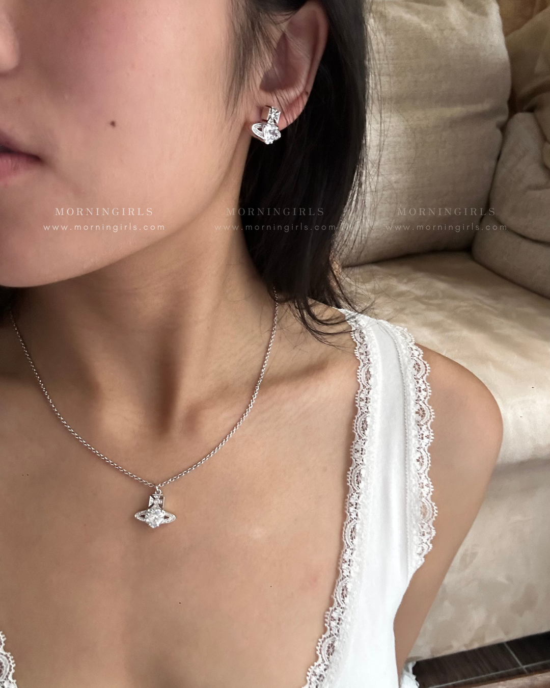 Vivienne Westwood Ariella Necklace 閃鑽愛心系列 [頸鏈耳環一套發售!］