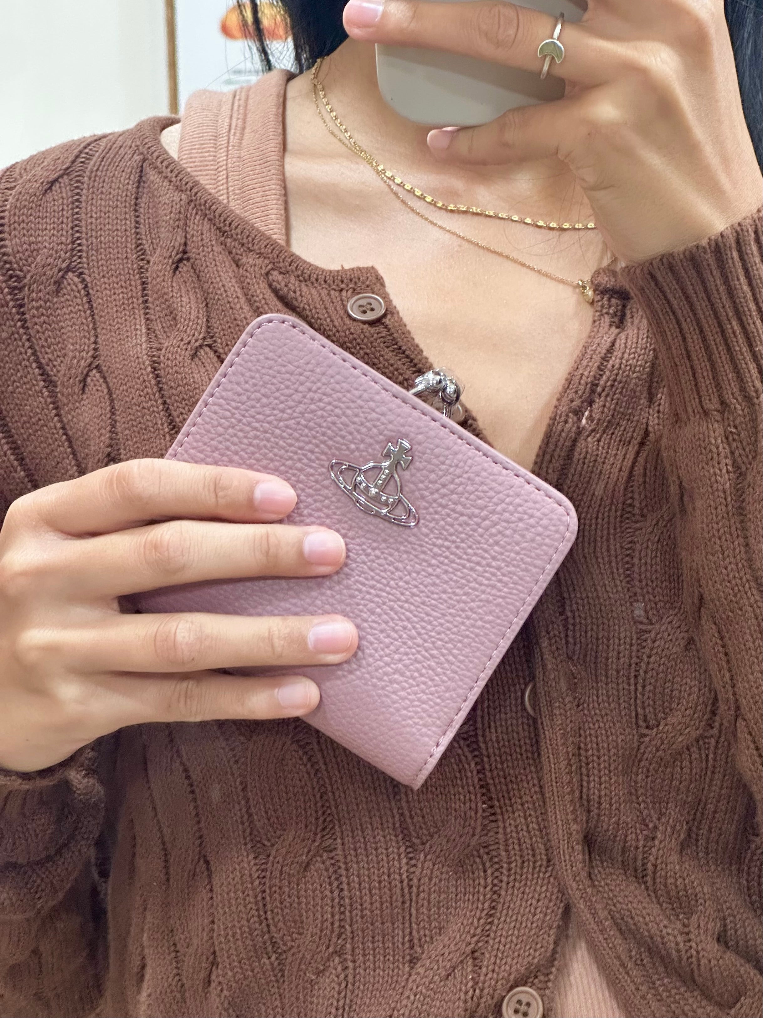 Vivienne Westwood Frame Pocket Wallet Dusty Pink (Lychee Leather