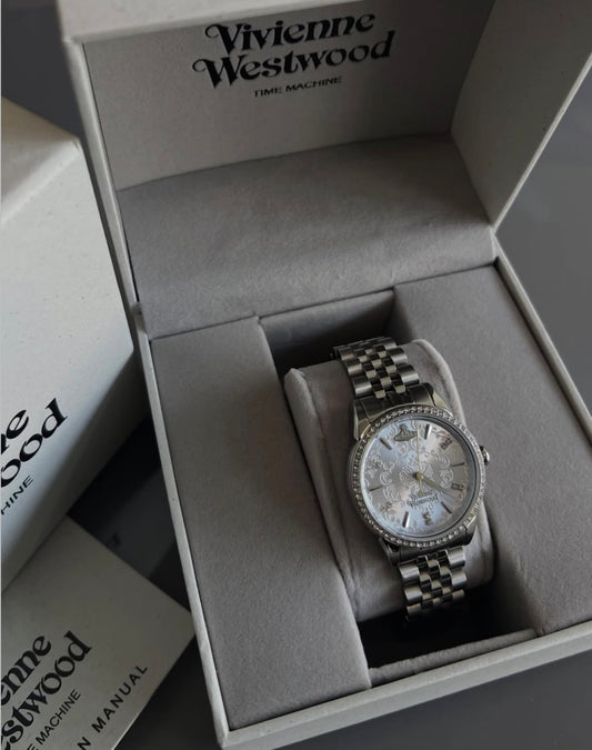 Vivienne Westwood Stainless Watch 32mm  [絕美霧灰藍浮雕小閃鑽]