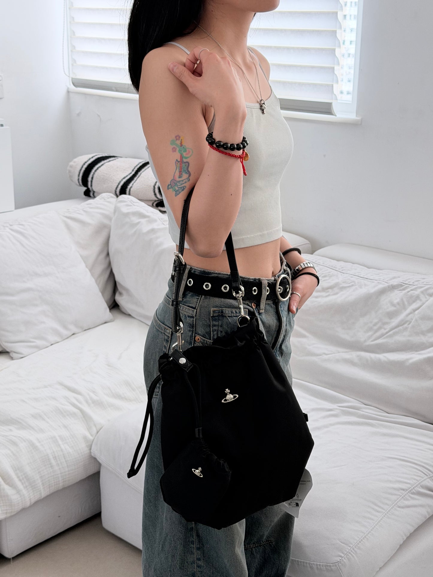 Vivienne Westwood Drawstring Shoulder Bag [$100 off for Singles' Day! HOT ITEM! Extra Large Capacity Durable Bag]