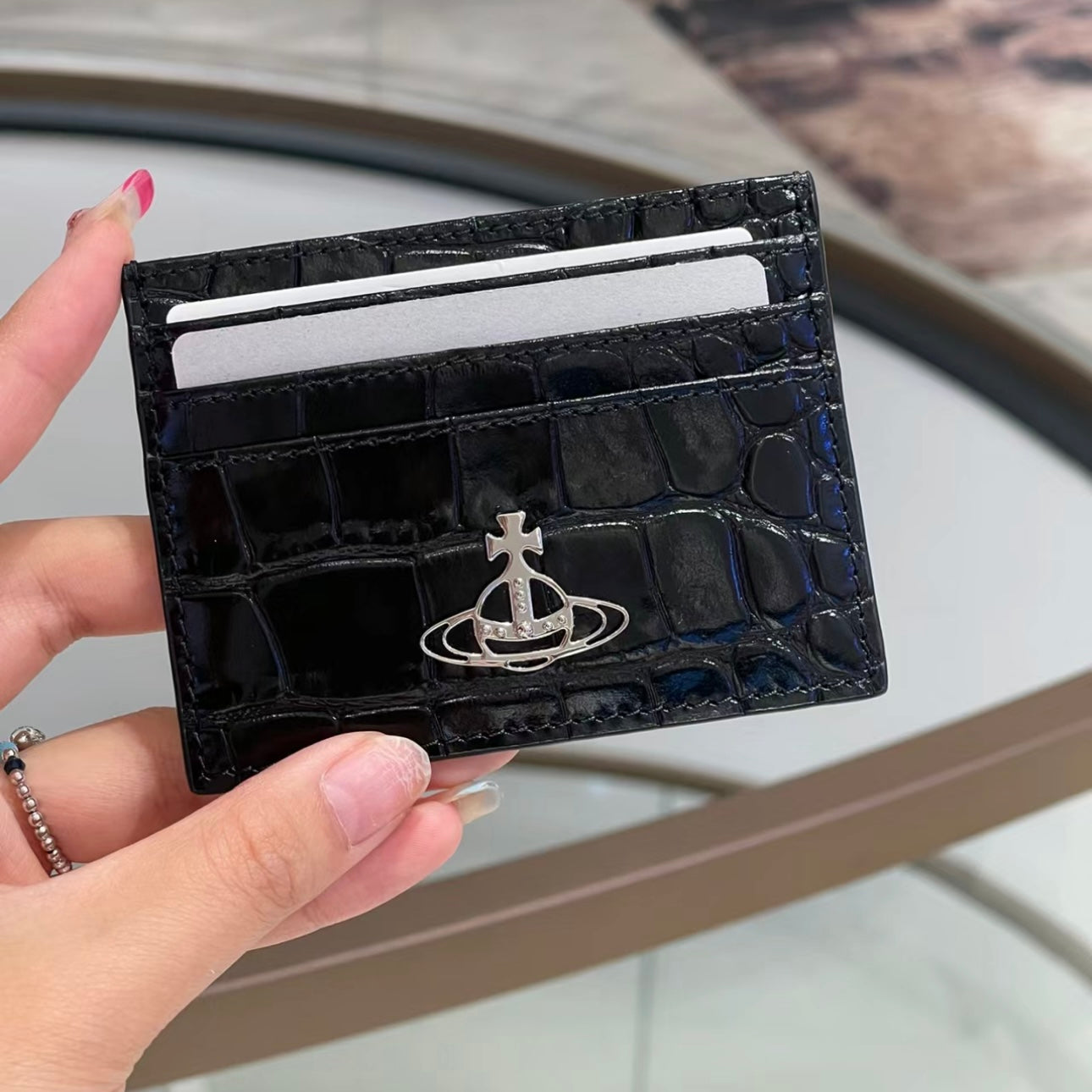 Vivienne Westwood Crocodile Cardholder 黑銀鱷魚皮