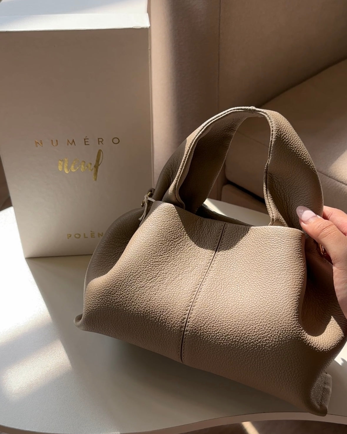 値下げ❕【POLENE】正規品NUMBER NINE MINI Polène | Bag - Numéro Neuf Mini - Textured Camel