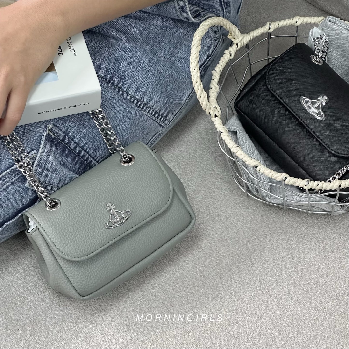 Vivienne Westwood Small Derby Bag with Chain 限定灰綠荔枝皮［已停產! 現貨完售即止!］