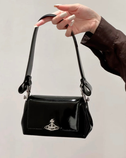 Vivienne Westwood Hazel Handbag, Patent Leather Black [MEDIUM Limited Stock Available at a Huge Discount!]