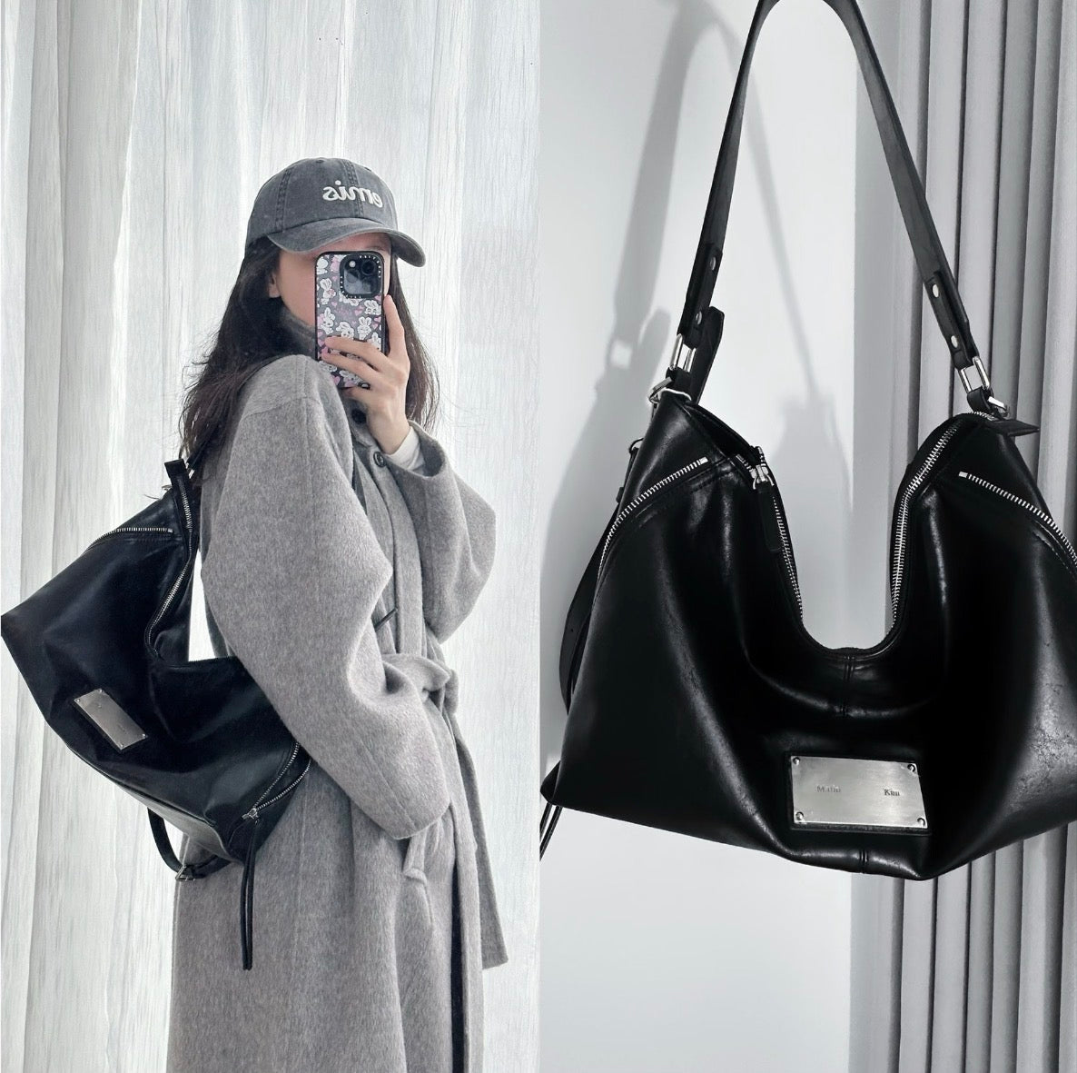 Matin Kim Side Zipper Shoulder Bag LARGE 最新韓國選物🇰🇷側鍊飾帶單肩大流浪袋［防刮耐用 超熱賣復古中性風］