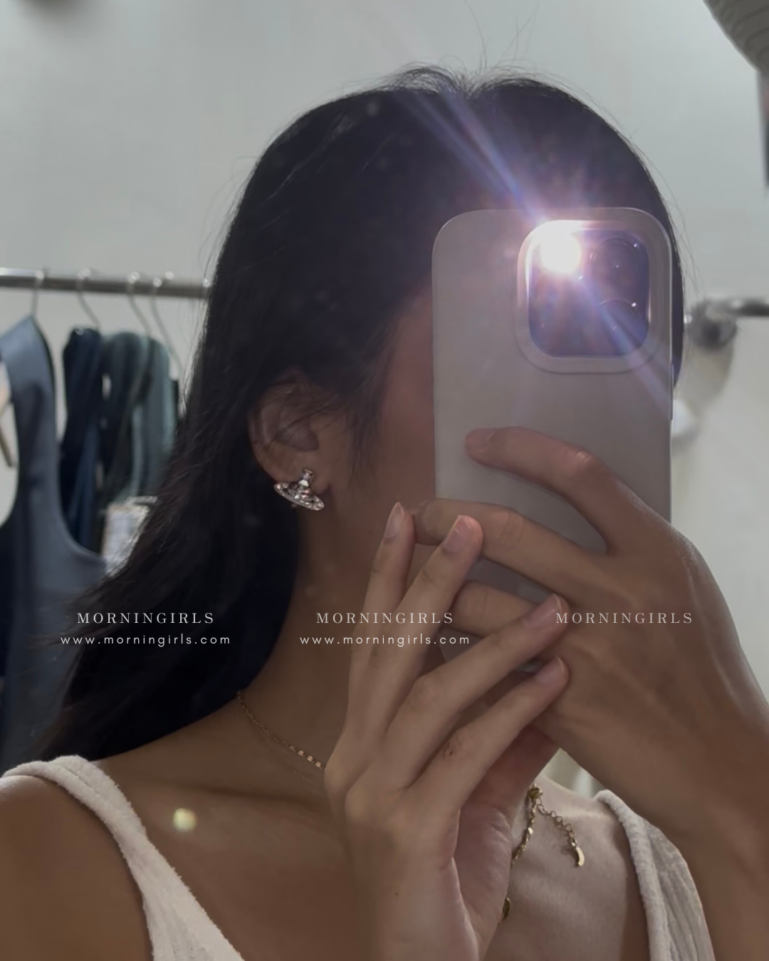 Vivienne Westwood Diamante Heart Earrings [2025限定乾燥玫瑰色]