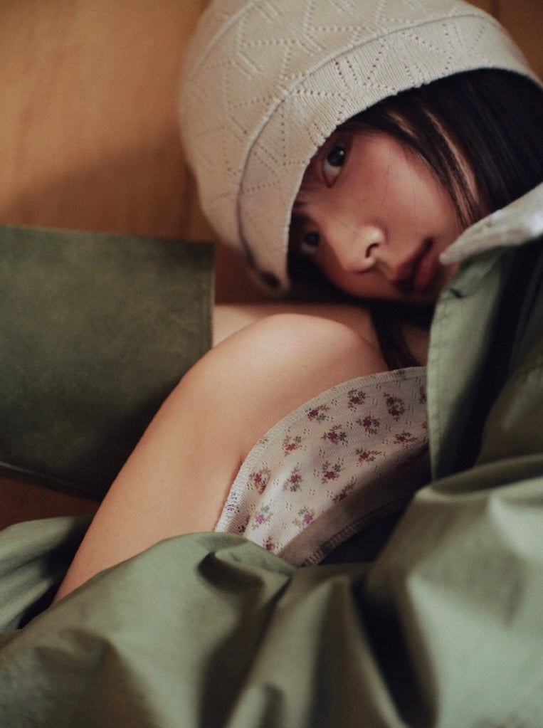 Aeae Wrinkled Beanie 最新韓國選物🇰🇷鈕扣針織花邊冷帽［Made in Korea🇰🇷法式田園風格］
