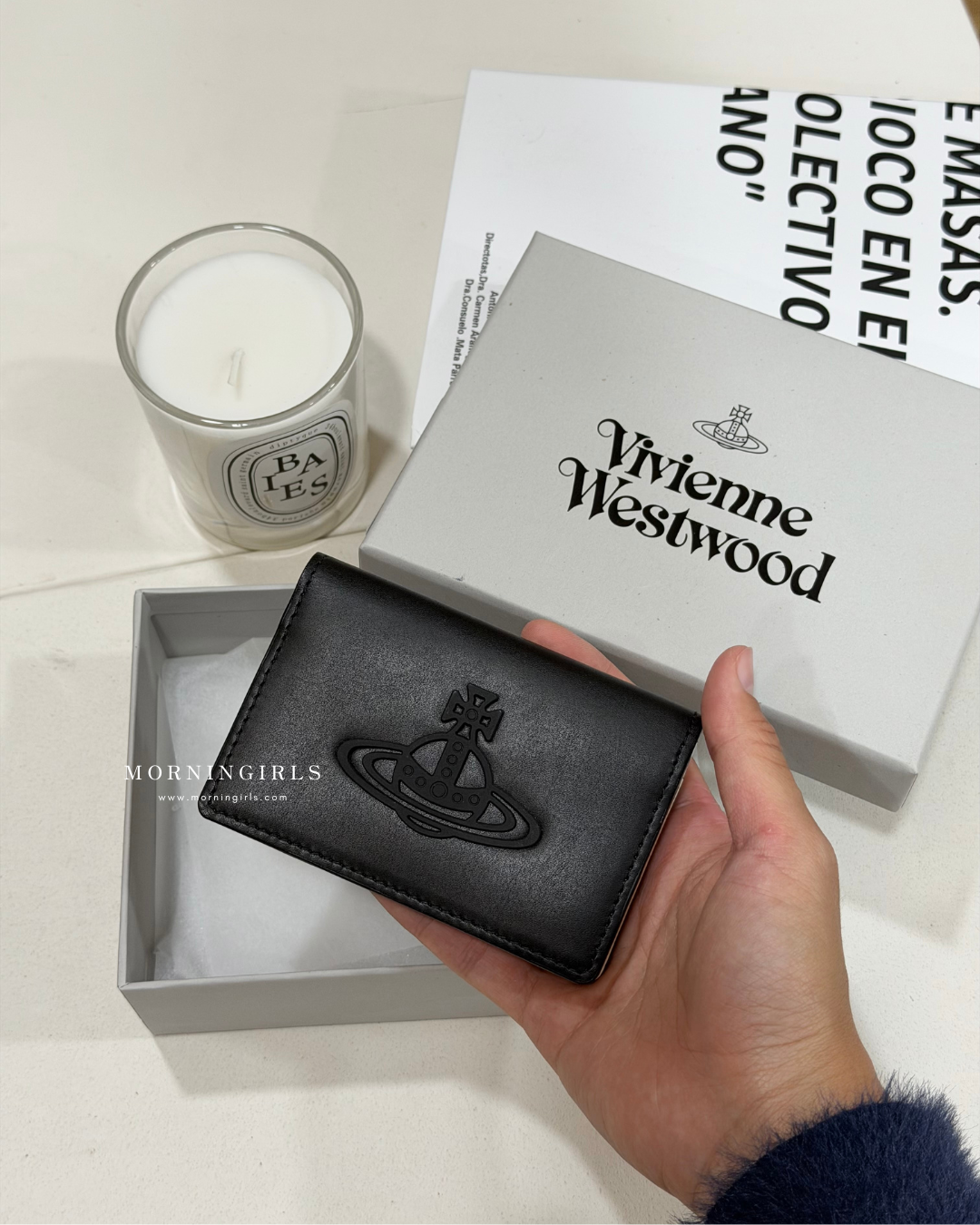 Vivienne Westwood 兩摺相位 Bifold Cardholder 黑銀小牛皮[內格銀色超靚]