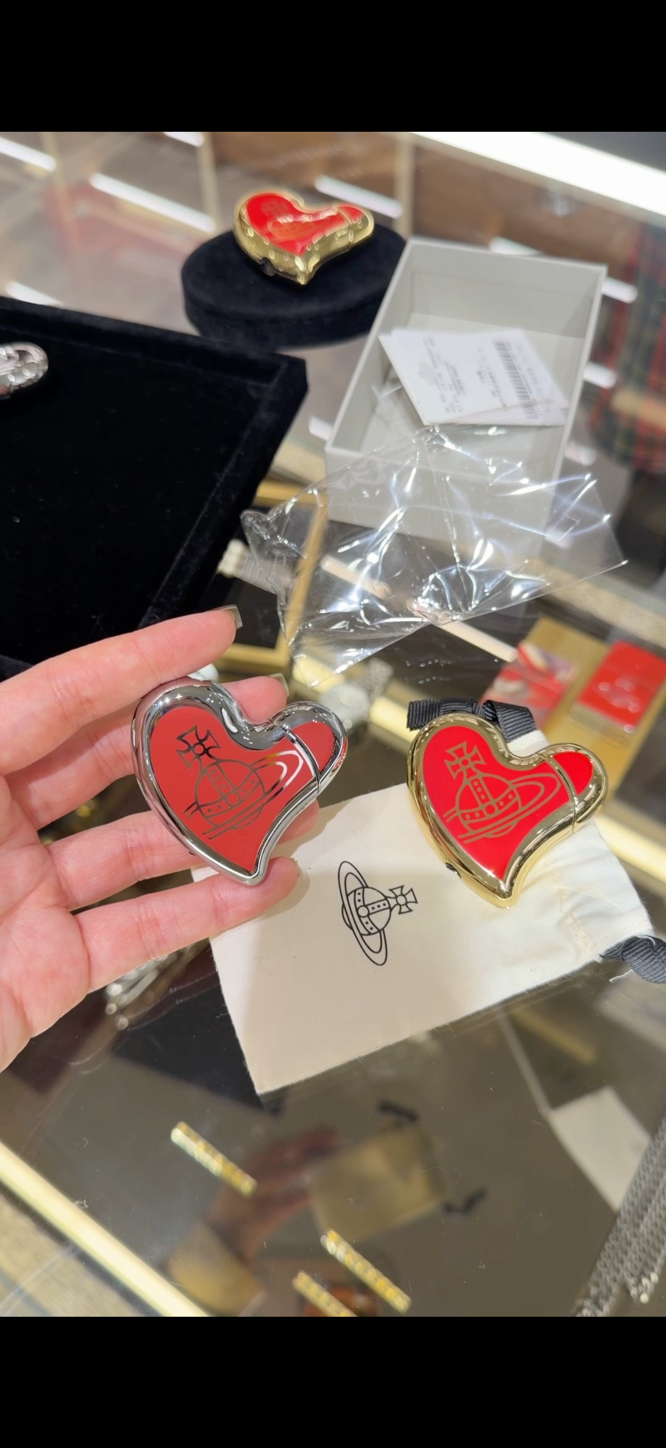 Vivienne Westwood 日本限定金屬鏡面心形打火機 最新限量金銀粉紅配色