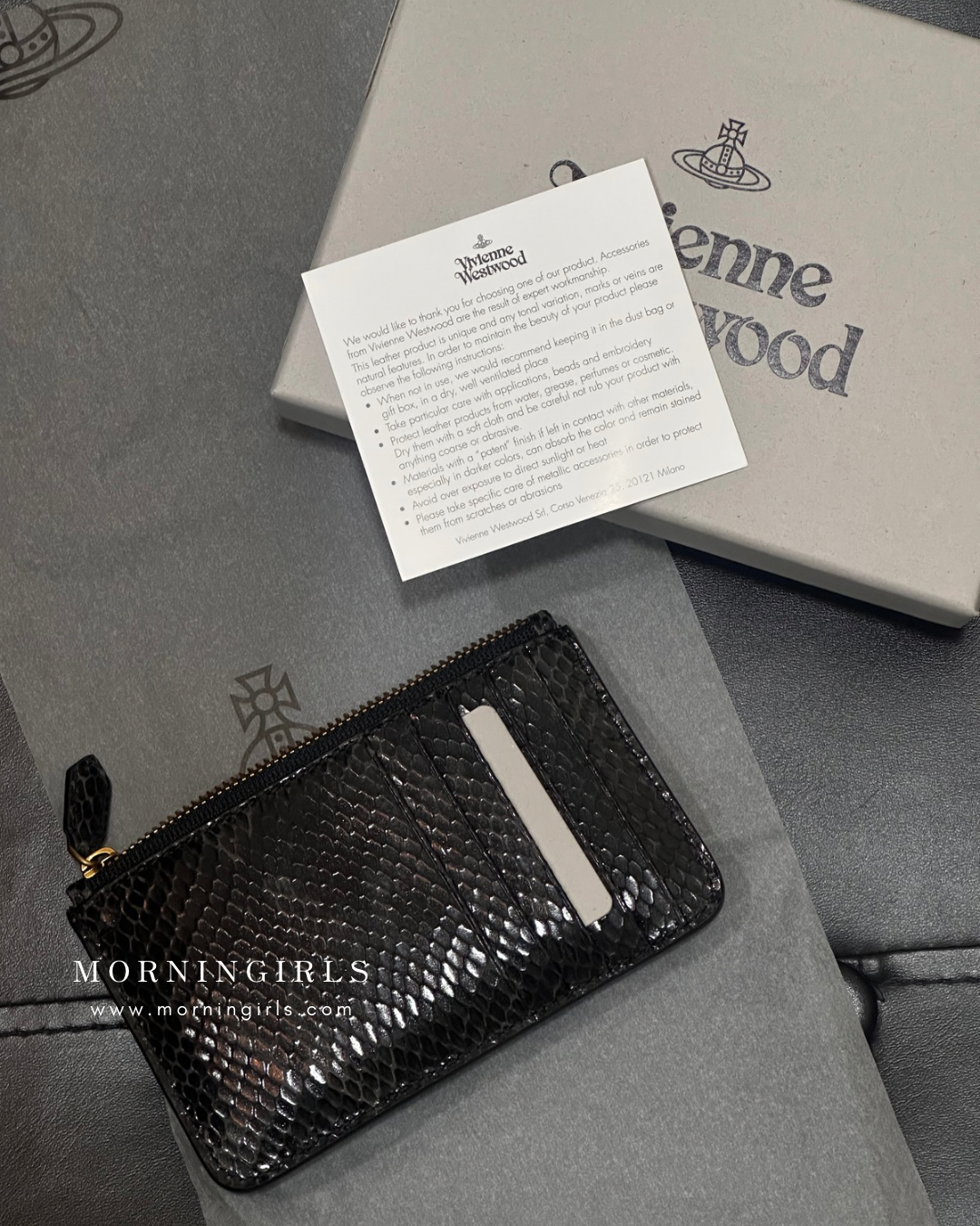 Vivienne Westwood 半月 Slim Long Cardholder 復古金蜥蜴紋 [最新上架!]